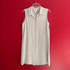 Eileen Fisher Shirtdress, Linen Blend, Plaid, Sleeveless M